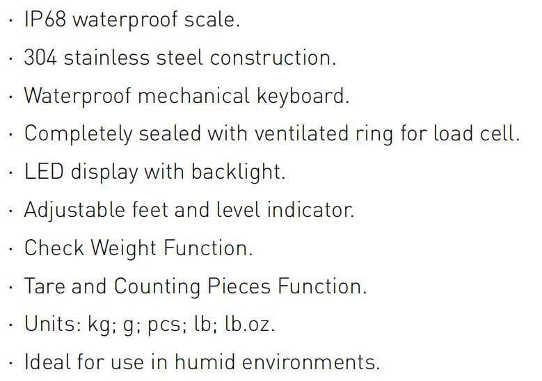 IP68 Waterproof 304 Stainless Steel Construction Digital Weighing Computing Desktop Platform Scale