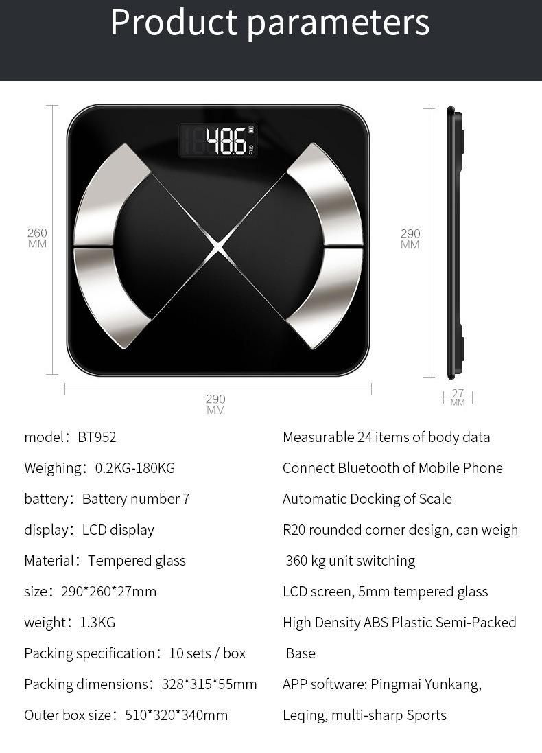 Electrical Digital Bluetooth Body Analyser Weight Scale (BRS-AD02)