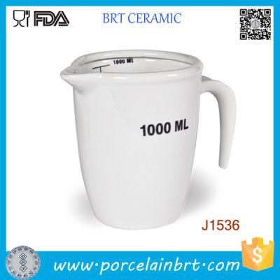 High Quality White 1000ml 500ml Porcelain Measuring Jug