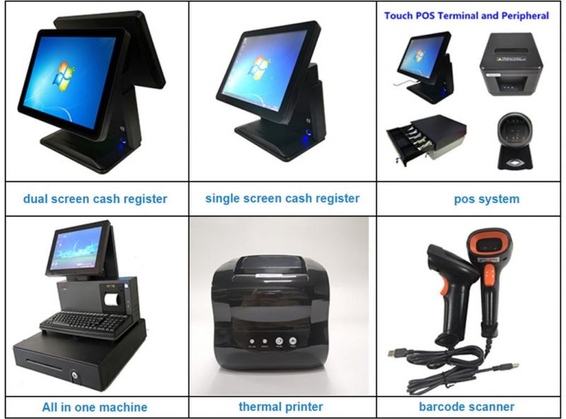 New Design 15" True Flat Touch Screen POS System /Cashier Machine with Built-in 8 Inch Customer Display /WiFi