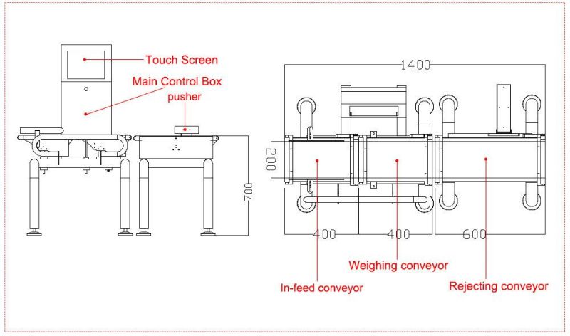 High Accuracy Food Product Conveyor Belt Auto Weighing Scale Checkweigher Machine