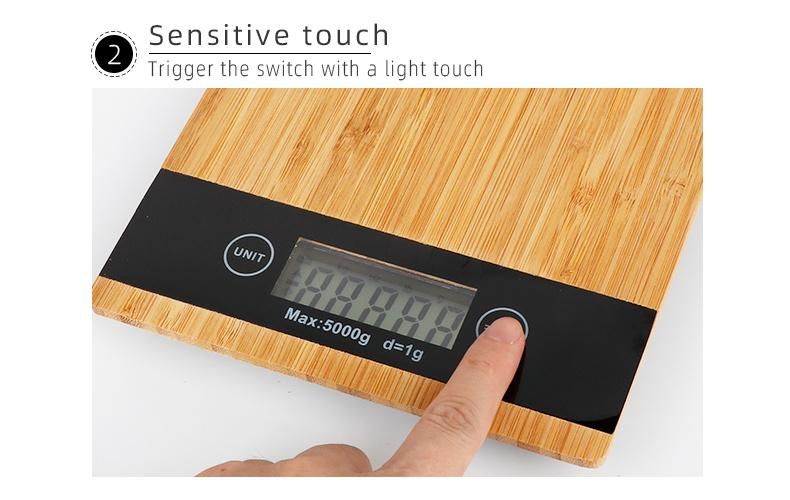 High Quality Bamboo Board Material Kitchen Scale Waterproof Scale 5kg 10kg