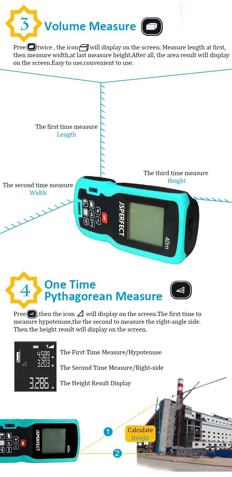 40m Accuracy Laser Measure Meter Distance Calculator