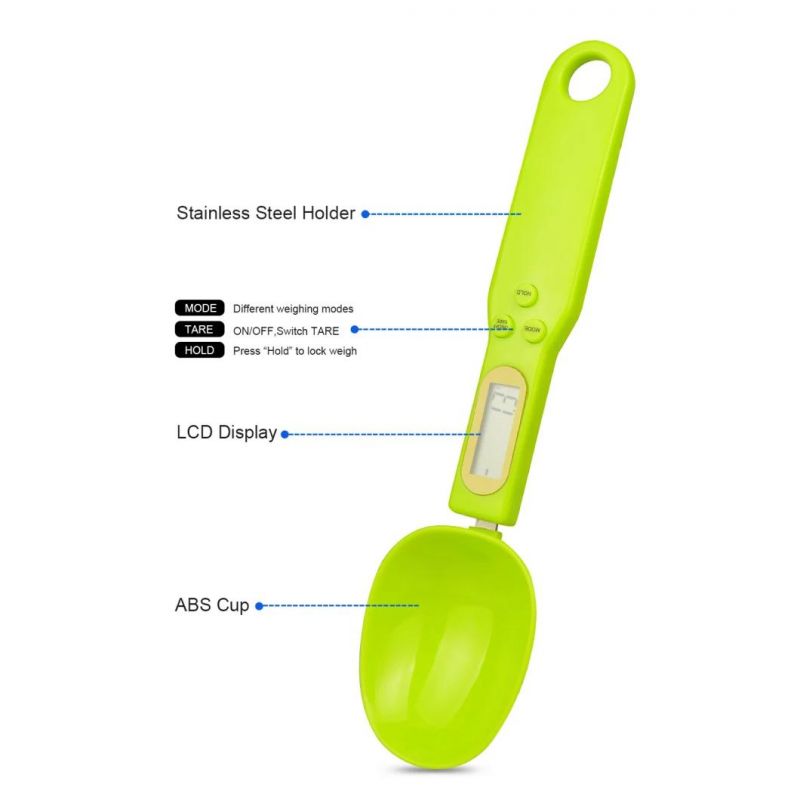 500g Colorful Kitchen Spoon Weighing Scale with LCD Screen