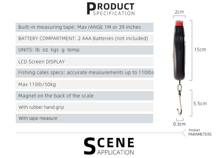 Factory Price Digital Hanging Fishing Luggage Scale with Hook