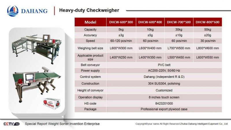 Online Weighing Machine for Food and Beverage Packages