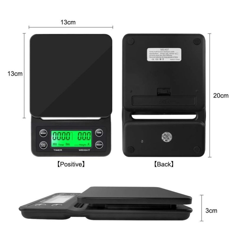 3kg/0.1g 5kg/0.1g Drip Coffee Scale with Timer Portable Electronic Digital Kitchen Scale LCD Electronic Scales