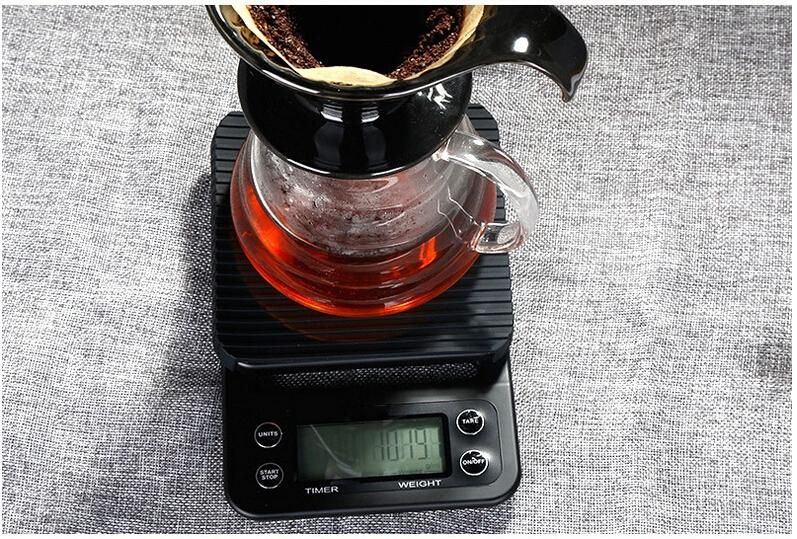 Digital Food Kitchen Scale Timer for Drip / Pour Over Coffee / Cooking / Baking with Easy to Clean Rubber Mat