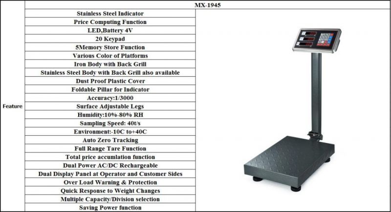 Electronic Platform Weighing Scale Weight Floor Platform Bench Scale