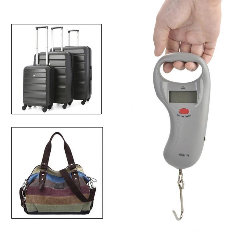 45kg/10g Fishing Equipment Hanging Luggage Weighing Scale with 1m Tape Measure Multi-Function Portable