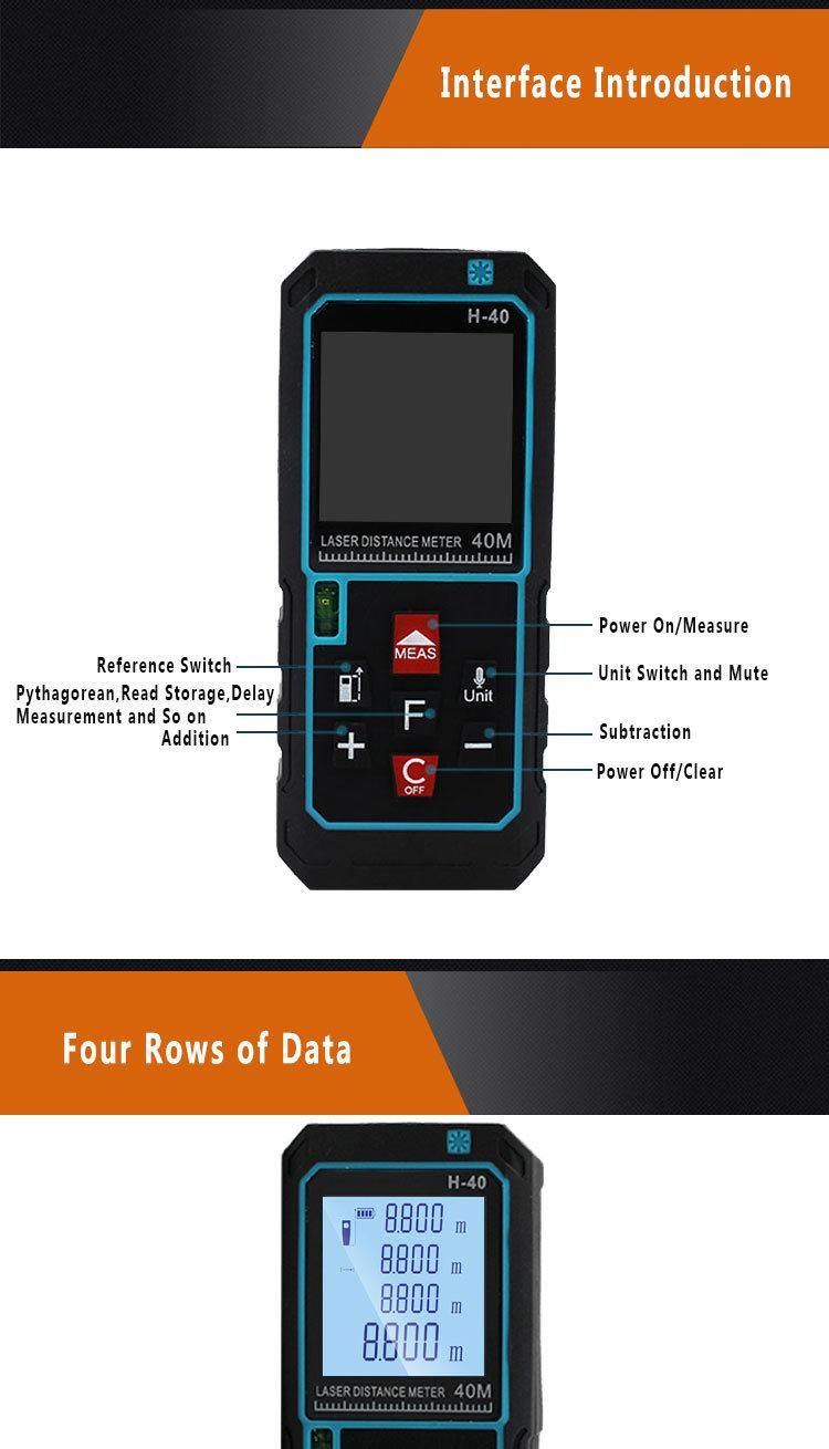 Handheld Digital Distance Laser Meter 100m