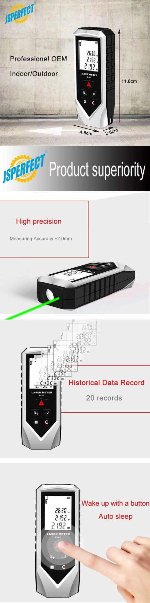 Green Handheld Laser Distance Meter 60m Measurement