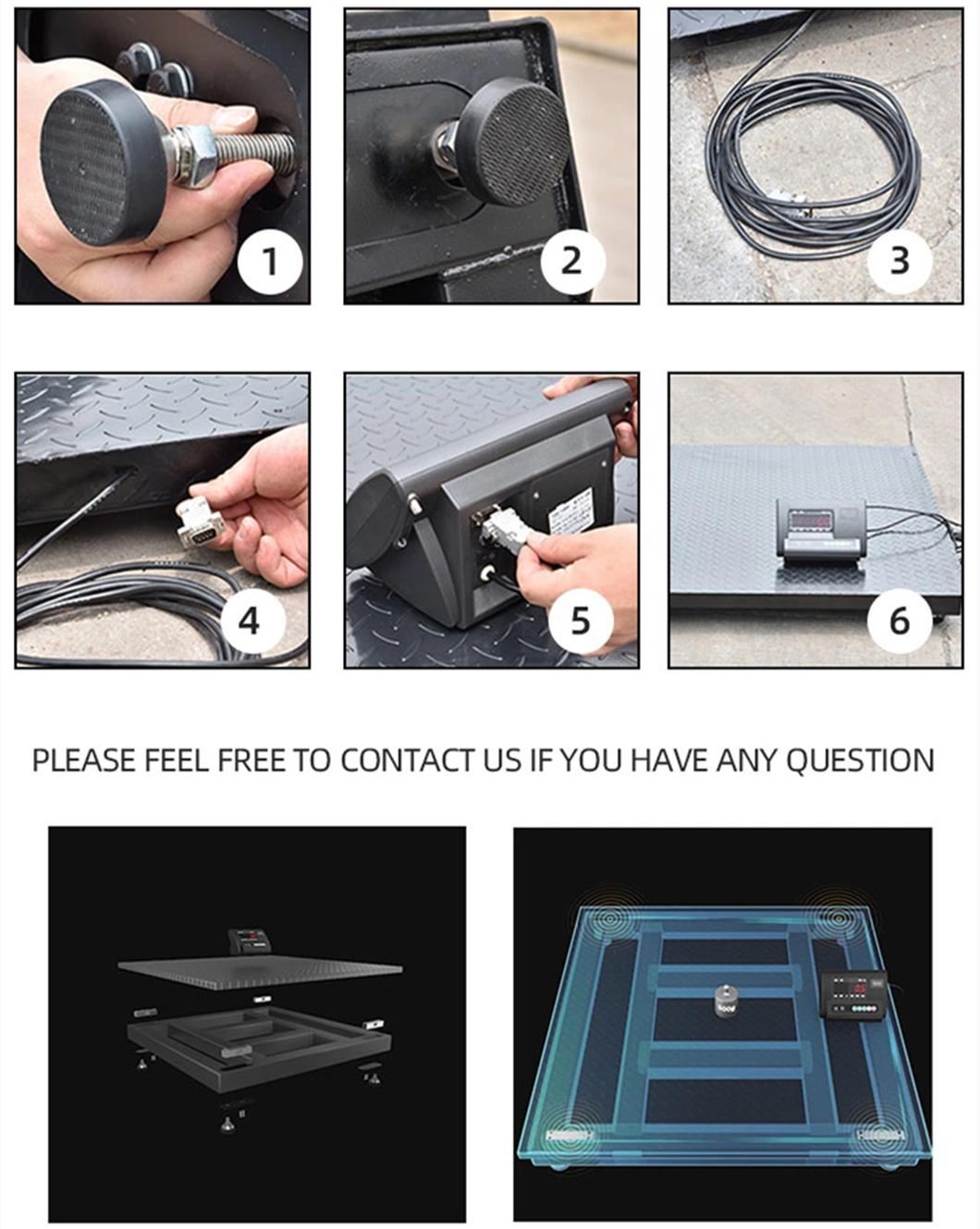 3ton Flooring Loadcell Balance 6mm Chequered Plate Weight 2000kg Digital Industrial Platform Weighing Floor Scale