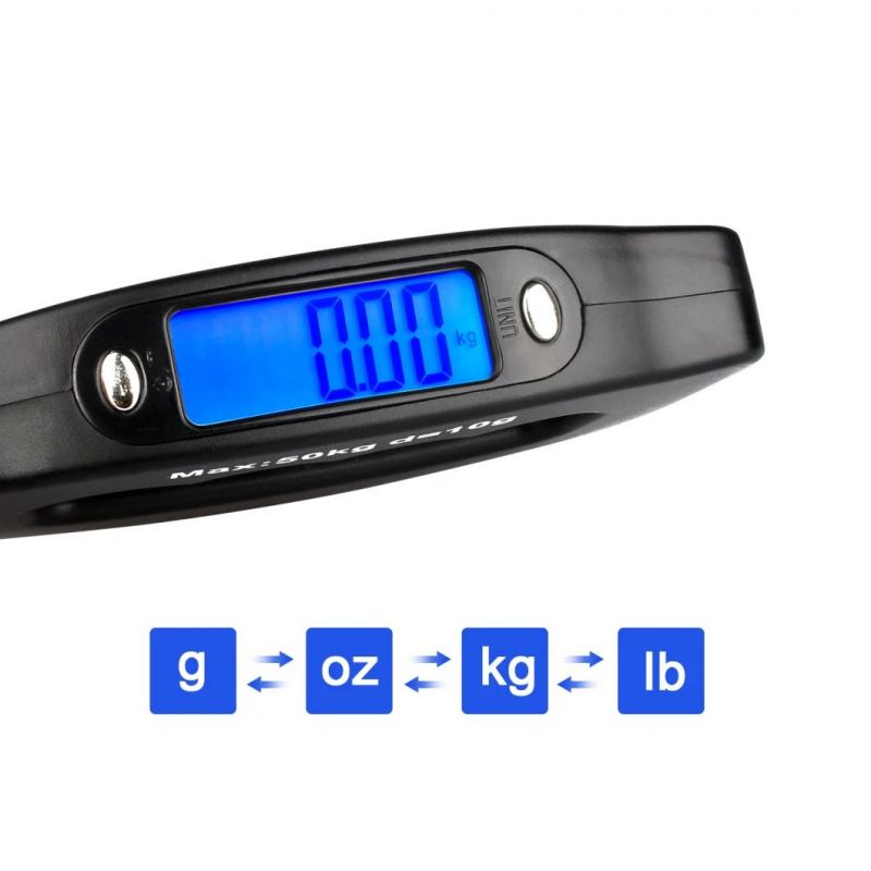 50kg Smart Digital Luggage Portable Fishing Scale with Strap/Hook