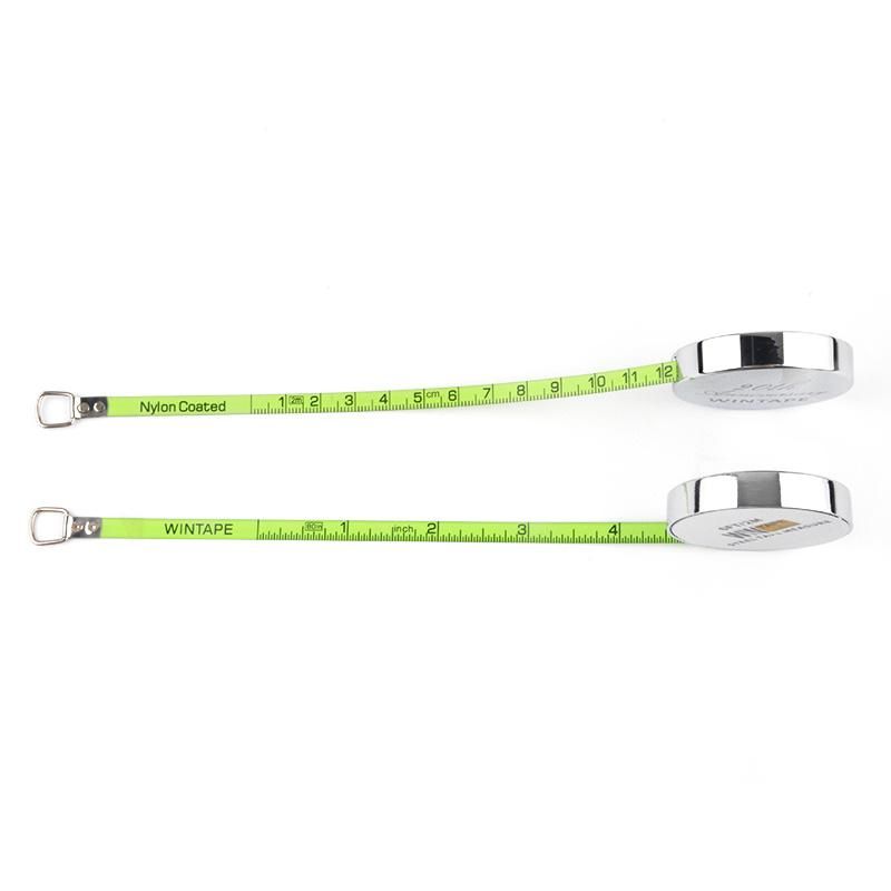 2m Zinc Metal Case Steel Tape Measure Nylon Coated Green Glad