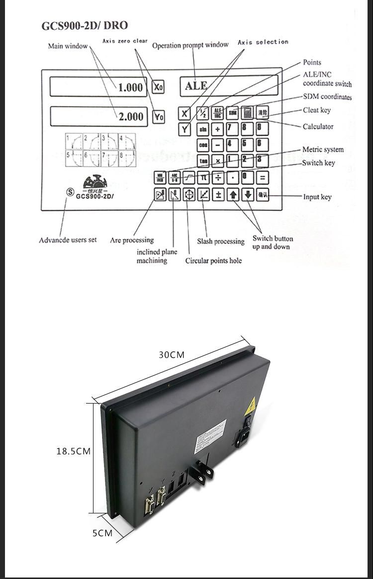 2 Axes LCD Dro Digital Readout for Grinder and Milling Machine