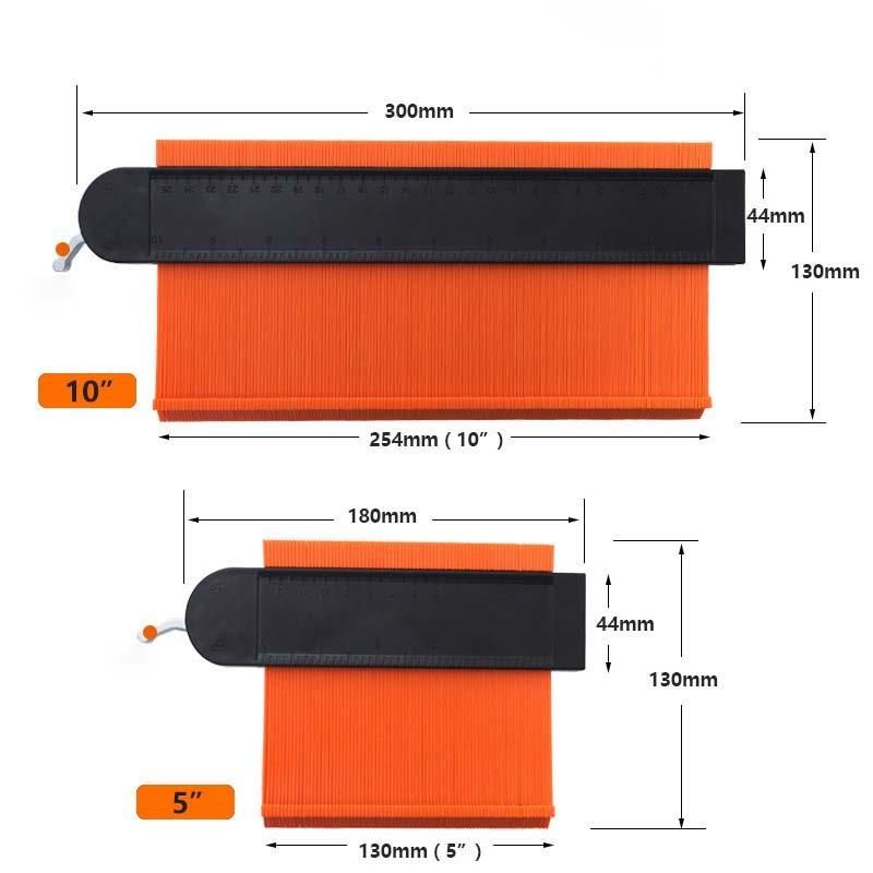 5 Inch/10 Inch Set Widening Self-Locking Contour Gauge Radian Ruler Copying Gauge Extractor Six-Fold Ruler with Tool Kit
