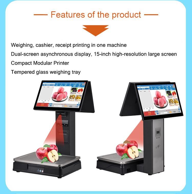 15.6inch High-Resolution Large Touch Screen Electronic Powered Weighing Scales with 58mm Thermal Label Printer (HCC-ACS15)