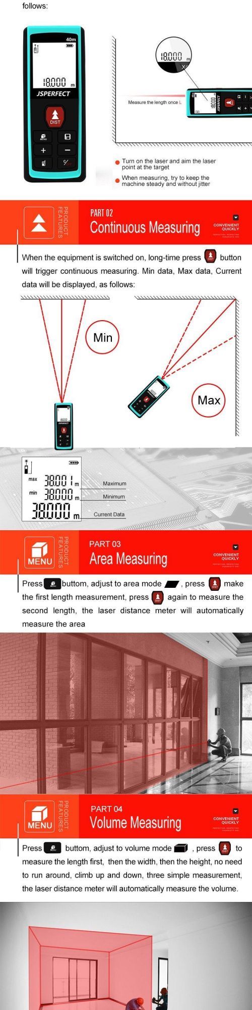 40m Intrinsically Safe Distance Meter Area Volume Meter