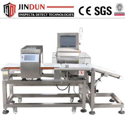 Belt Conveyor Auto Pusher Metal Detector and Weight Checking Machine