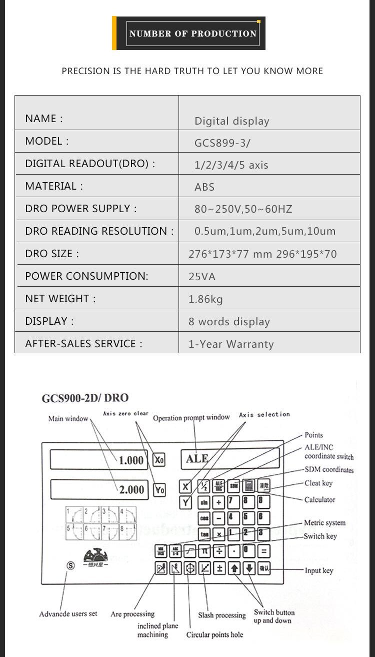 High Quality Complete Set 3 Axis Dro with Linear Displacement Sensor