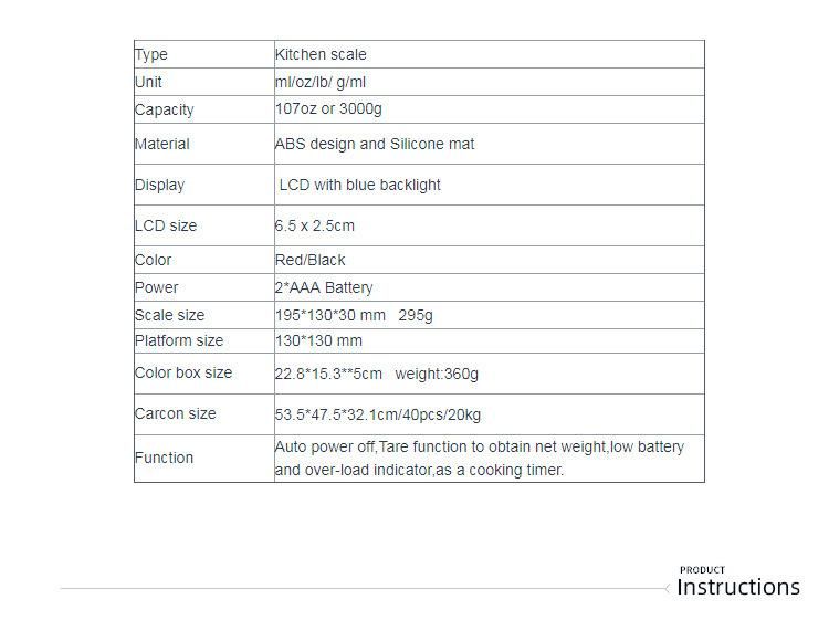 Household Multifunctional Digital Kitchen Scale with Tray