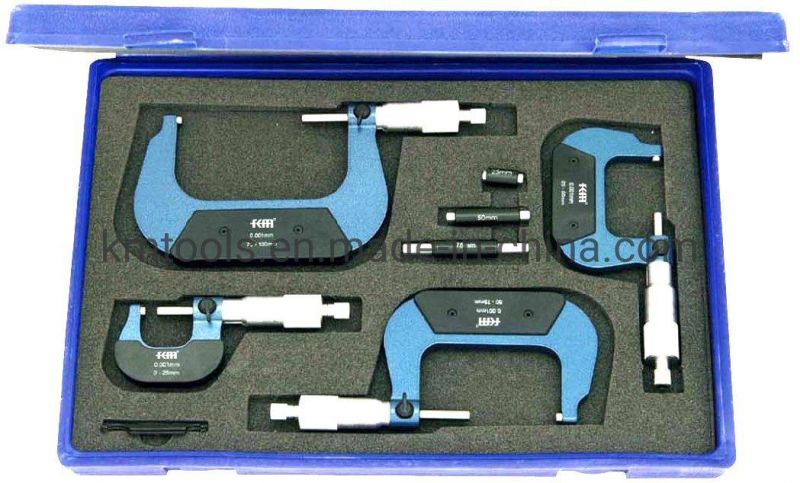 Set of 8 Pieces 0-200mm Outside Micrometers with 0.001mm Graduation