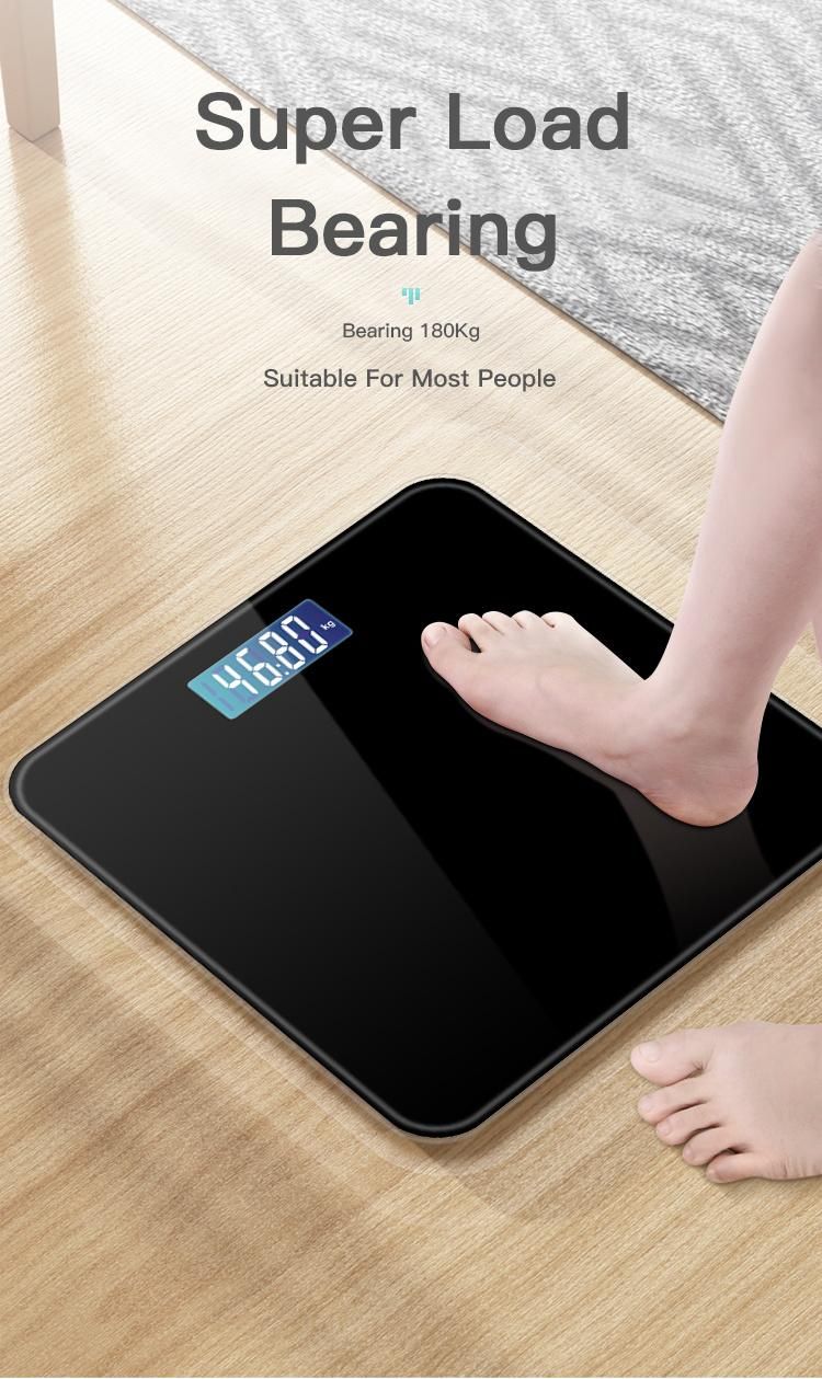 Kg Lb St Tempered Glass ABS Material Ultra-Thin LED Screen Hotel Family Electronic Digital Weighing Bathroom Weight Body Scale