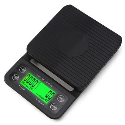Digital Food Kitchen Scale Timer for Drip / Pour Over Coffee / Cooking / Baking with Easy to Clean Rubber Mat