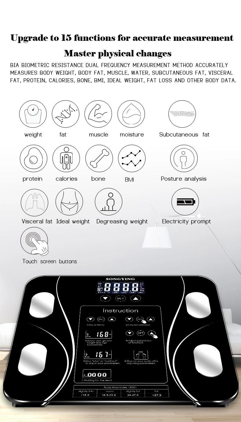 White Auto Touch Switch Battery Max 180kg Rectangle LCD Display Body Weight Scale Manufacturer