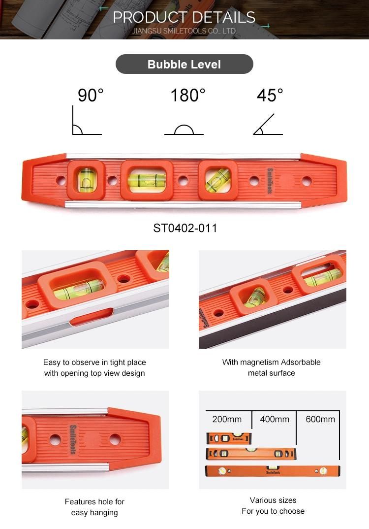 Wholesale Post Spirit Level Fixed Corner Style Orange ABS Magnetic Spirit Level with 3 Bubbles