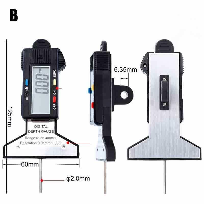 Digital Tire Tread Depth Gauge 0-25.4mm Metric Inch Stainless Steel/Plastic Digital Depth Gauge Tire Gauge