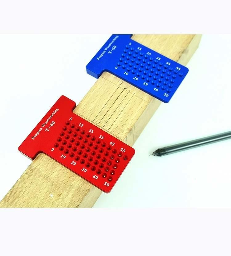 T60 Woodworking Scribing Ruler Hole Ruler Aluminum Alloy T-Shaped Ruler Woodworking Scribing Device Mini Scribing Device