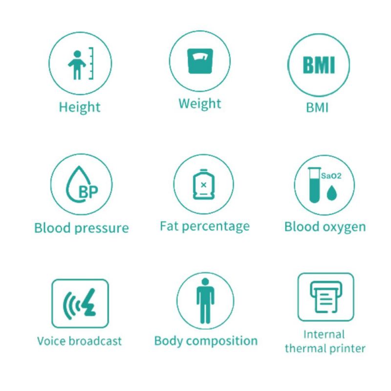 Height Weight BMI Blood Pressure Fat Mass Scale Equipped with Thermal Printer