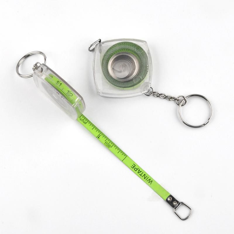 Transparent Plastic Shell with Keychain Functional Mini Retractable Measuring Tape Keychain