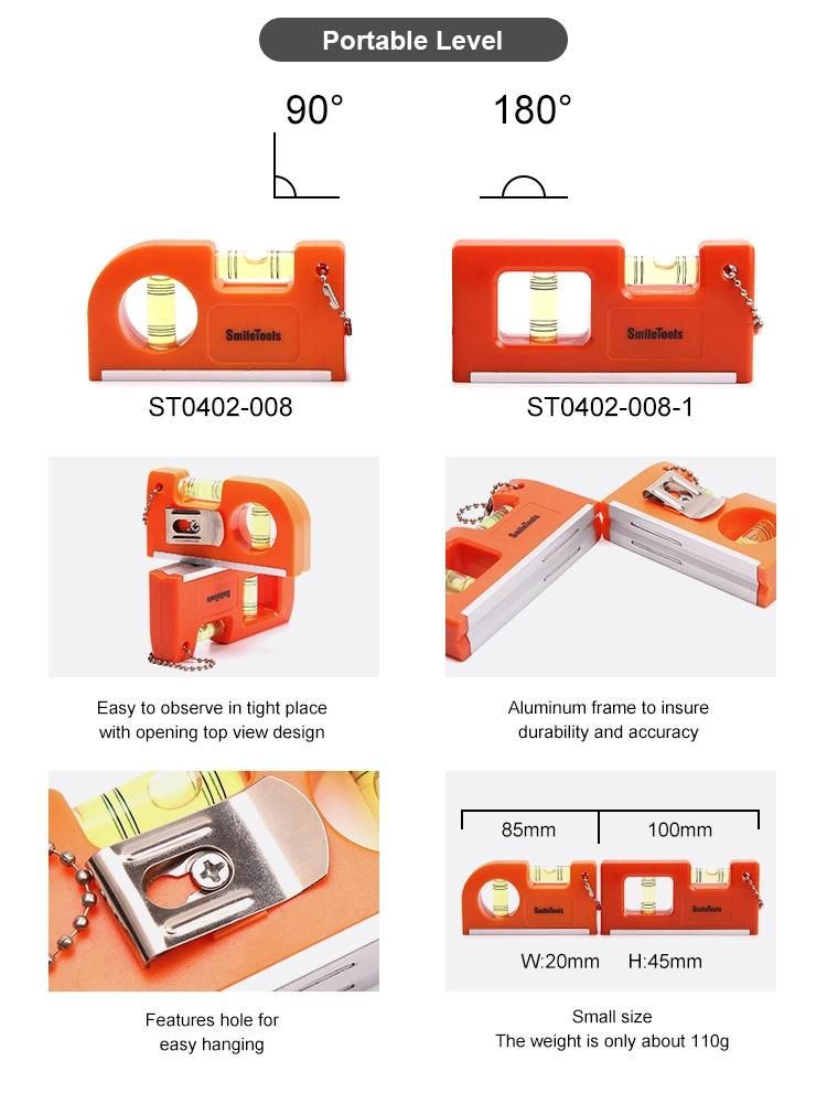 Portable Mini Aluminum Alloy Spirit Level with Keychain