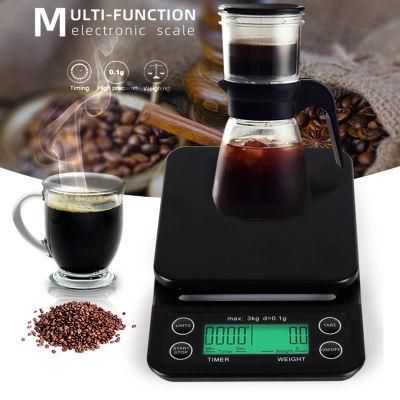 3kg 0.1g Classic Electronic Coffee Scale Kitchen Scalewith Timing Function