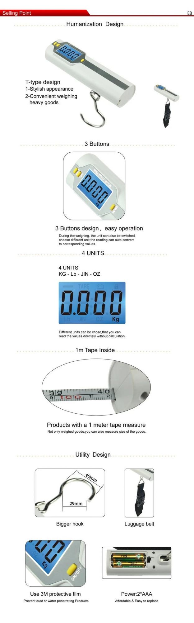 High Quality Digital Travel Luggage Weighing Scale Portable 50kg Electronic Scale