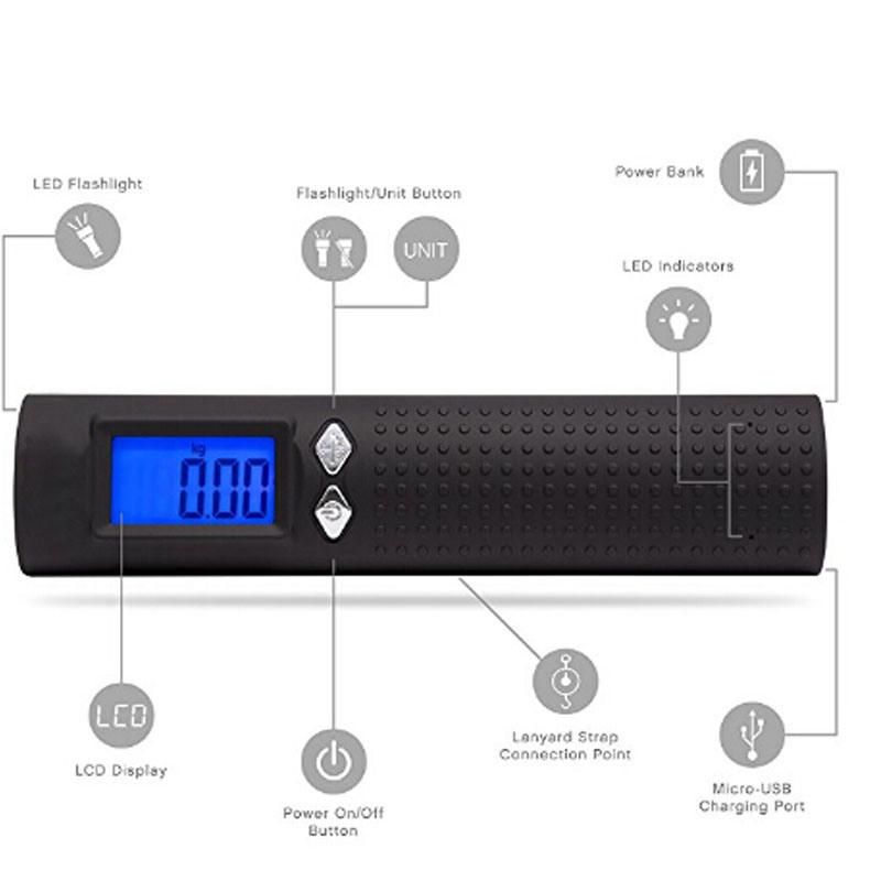 Rechargeable Portable Power Bank 2200mA Digital Scale