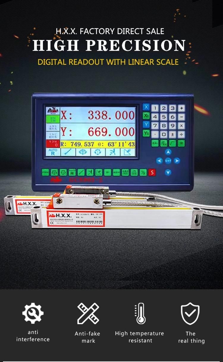 Complete Set 2 Axis Digital Readout Dro with 3 Pieces 0-1000mm Glass Linear Scale