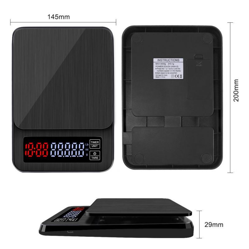 Portable Kitchen Scale High-Precision Electronic Coffee Scale Timing Function