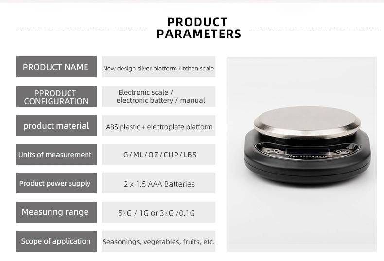 New Design Electronic Household Digital Kitchen Weighing Scale 5kg 3kg
