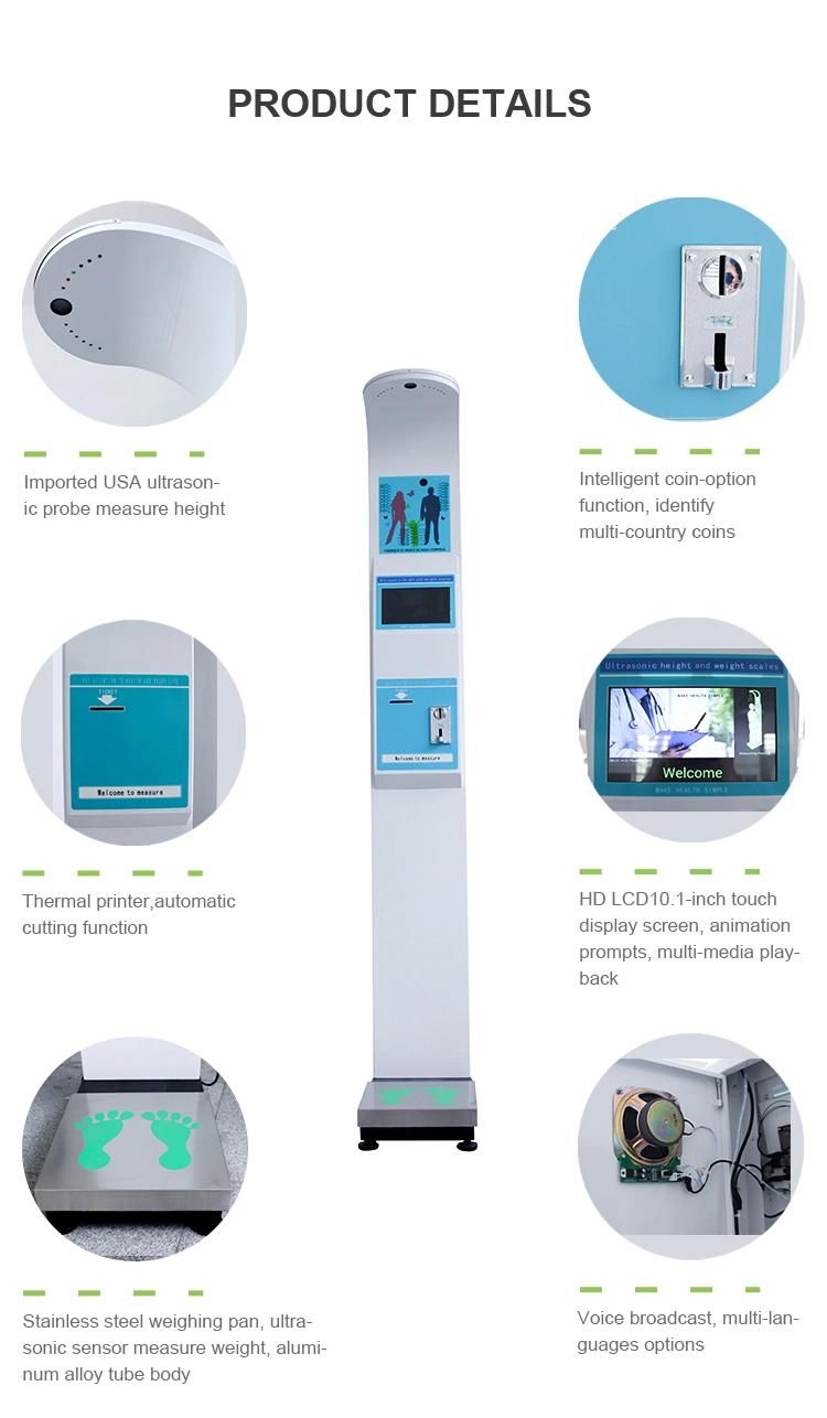 LCD Company Name Display Height and Weight BMI Scale with Printer