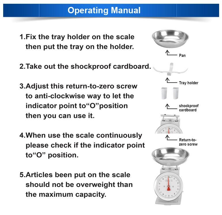 High Quality 5kg 10kg Mechanical Balance Kitchen Spring Scale with Tray