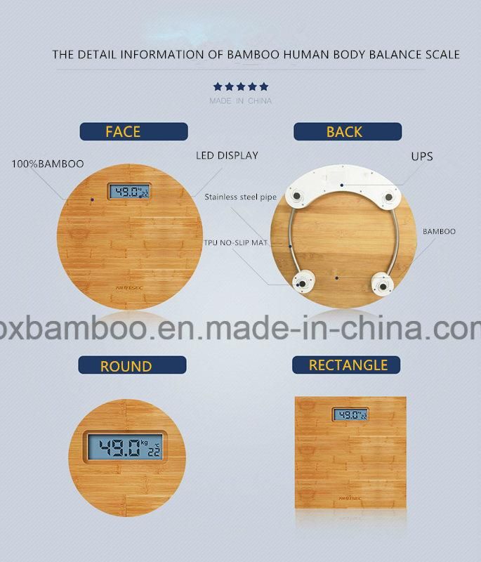 Wholesale Round Bamboo Human Body Digital Balance Scale