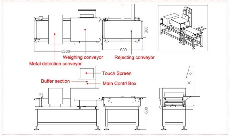 Fruit Vegetables Cheese Candy Combo Metal Weighing Detection Combination System