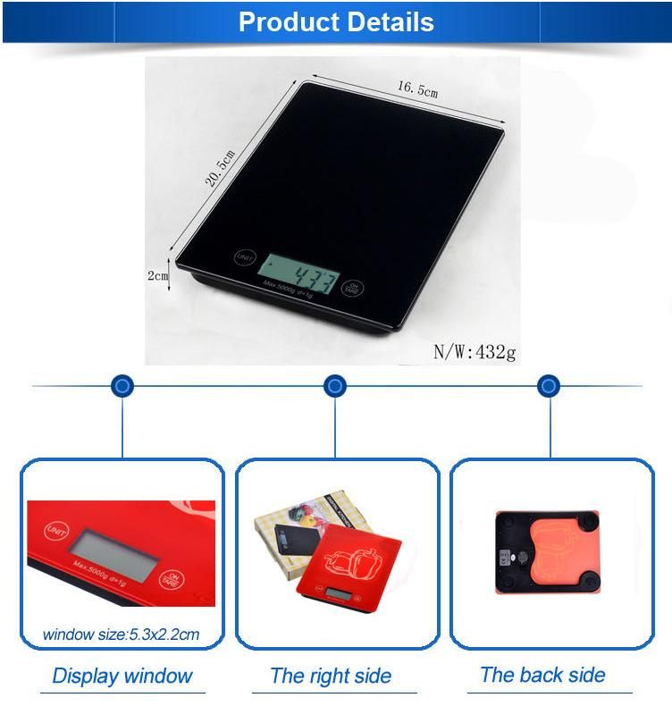 Digital Fruit Weighing Scale Tempered Glass Kitchen Scale