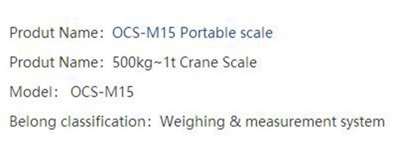 Die Casting Aluminum Shell Economic Portable Crane Scale 500kg~1000kg with LED Display