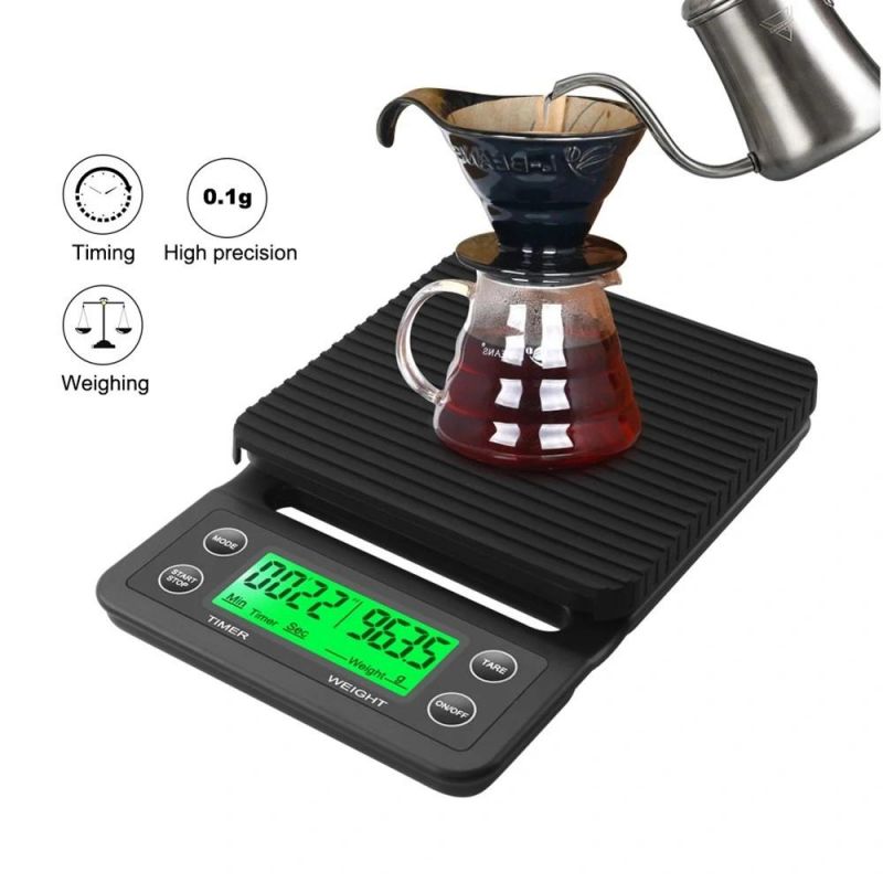 3kg/0.1g 5kg/0.1g Drip Coffee Scale with Timer Portable Electronic Digital Kitchen Scale LCD Electronic Scales