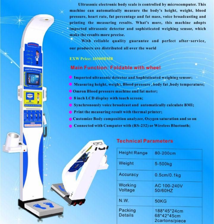 Dhm-800z Vending Fat Mass, Blood Pressure, Height and Weight Scale